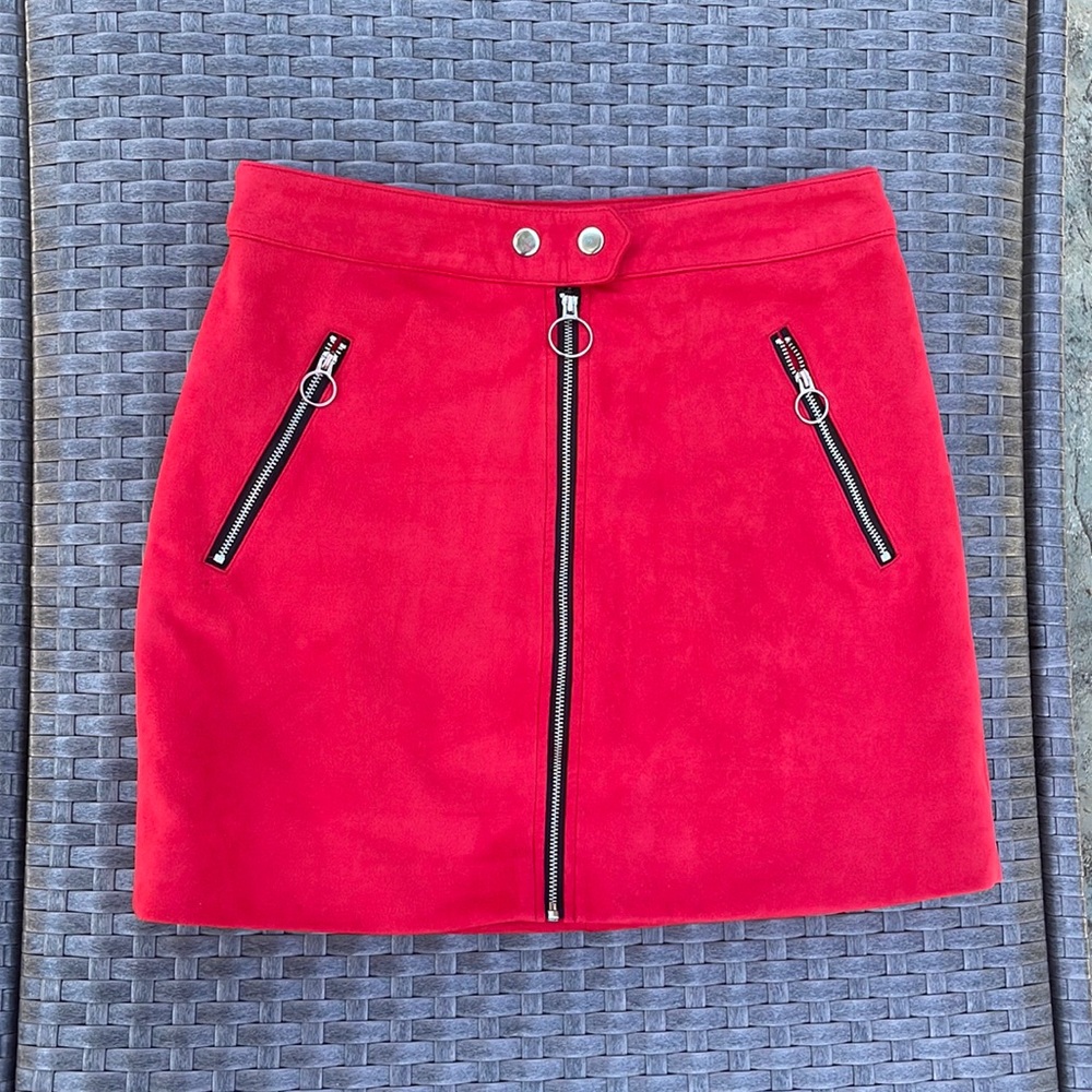 Super soft, red zip up skirt!